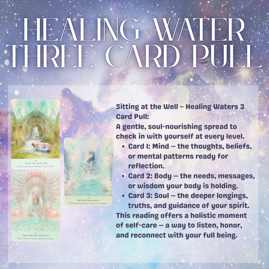 Healing Waters Oracle 3-Card Reading – Mind, Body, Soul Spread • Sitting at the Well • Intuitive Self-Care & Energy Guidance (Digital)