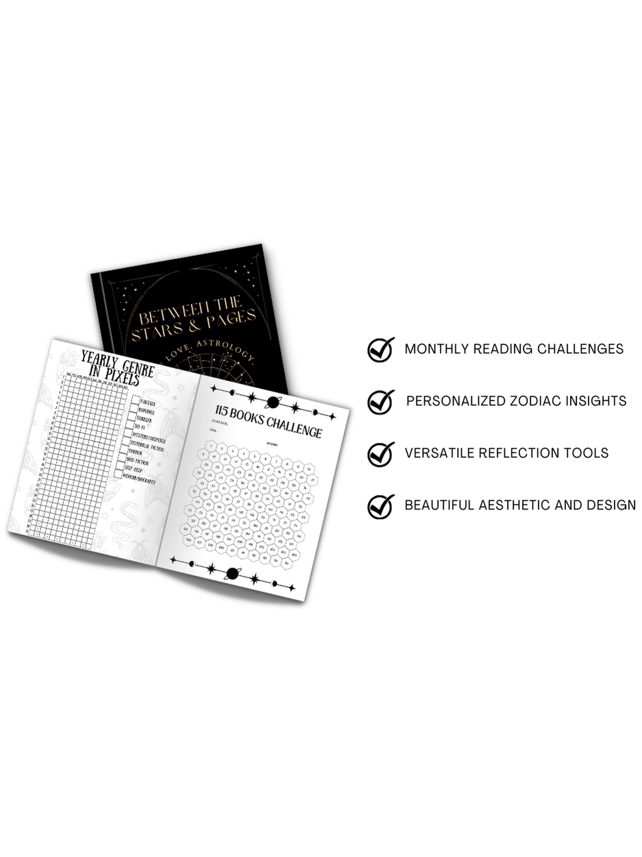 HARDCOVER: Between the Stars & Pages: Self Love, Astrology, & Reading Journal