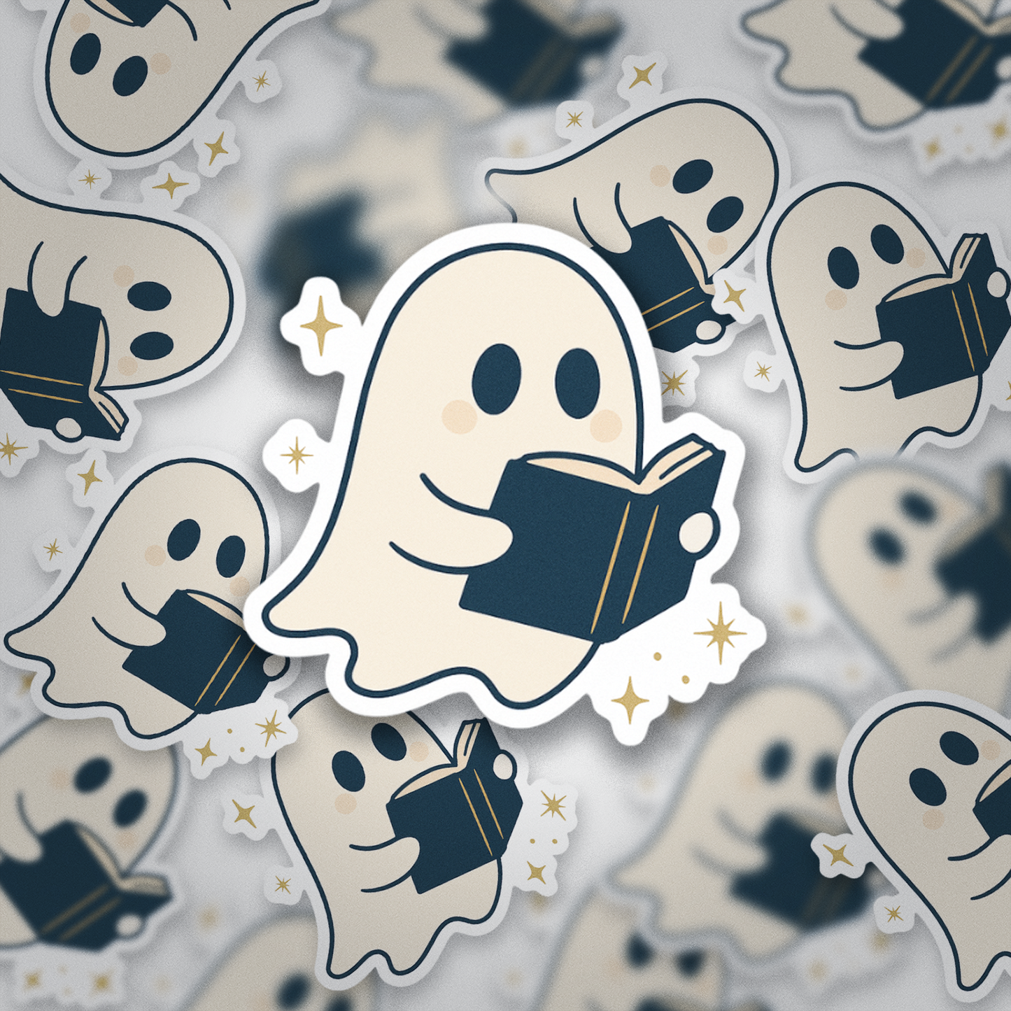 Reading Ghost Sticker | Cozy Spooky Bookish Vinyl | Glossy Finish