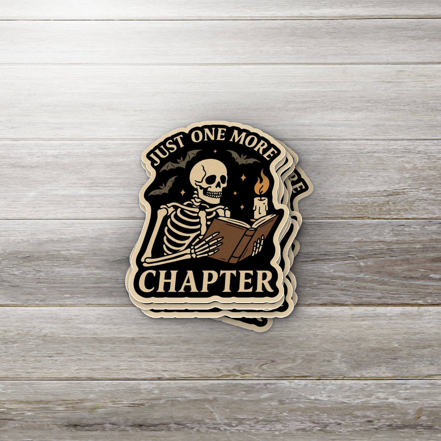 Just One More Chapter | Skeleton Bookish Sticker | Spooky Reader Vinyl Decal | Halloween Book Lover Gift