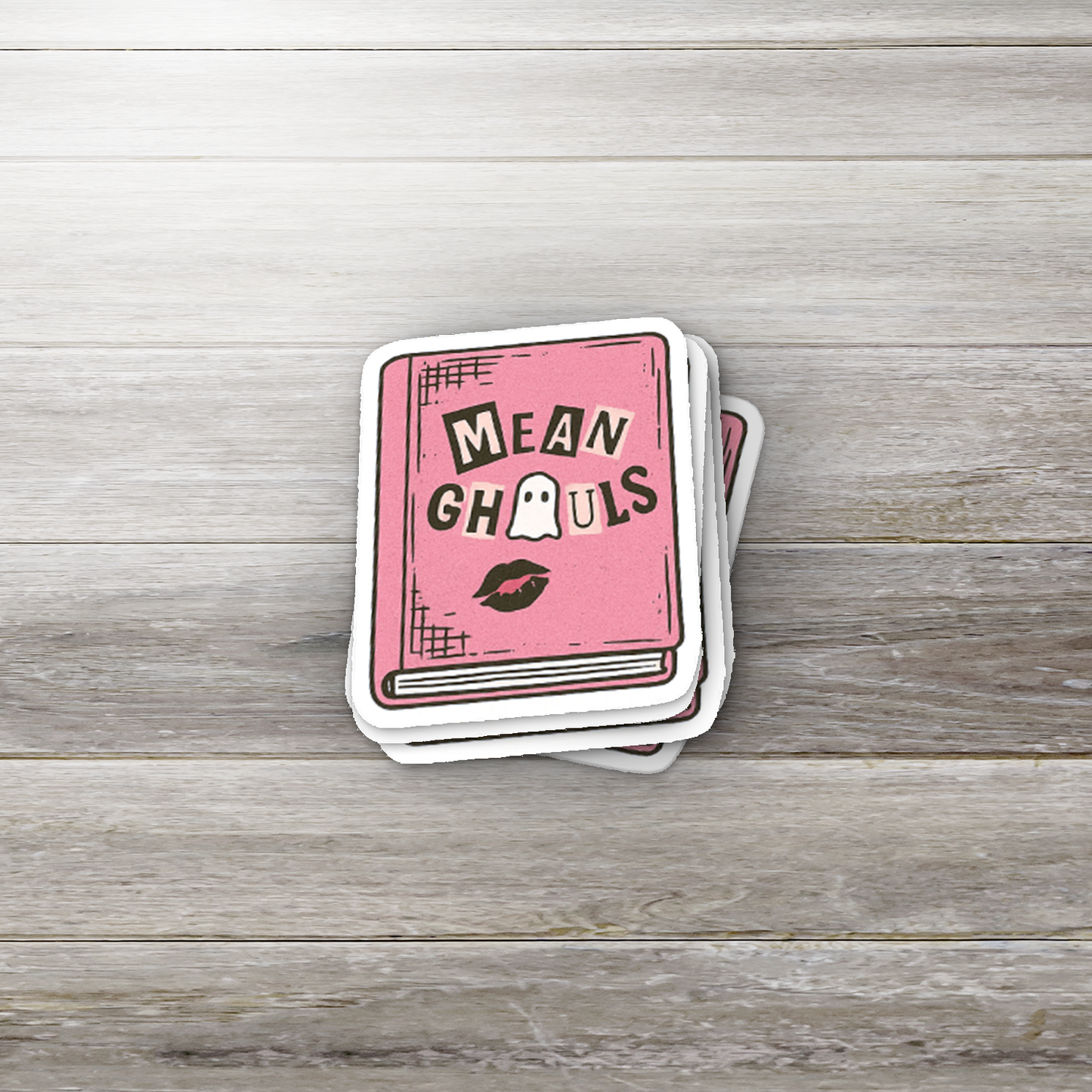 Mean Ghouls Sticker | Spooky Pink Book | Halloween Bookish Sticker | Glossy Vinyl