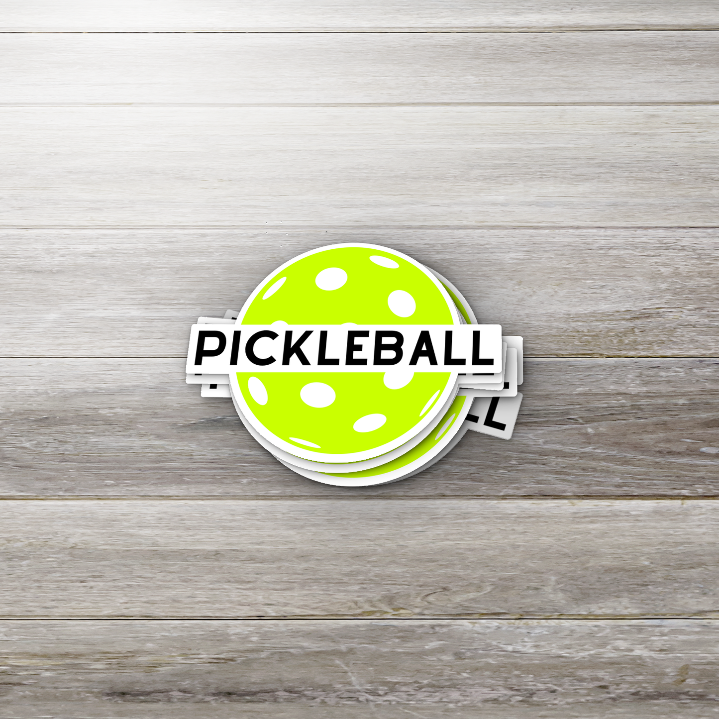 Pickleball Ball Vinyl Sticker – Glossy Lime Green Sports Decal with Bold Typography
