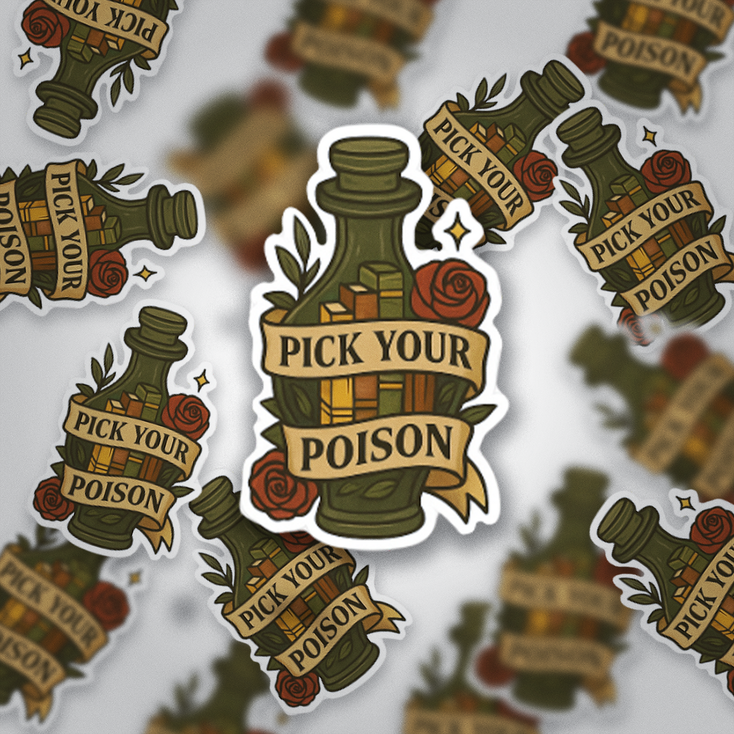 Pick Your Poison Sticker | Dark Academia | Witchy Book Lover Aesthetic | Glossy Vinyl