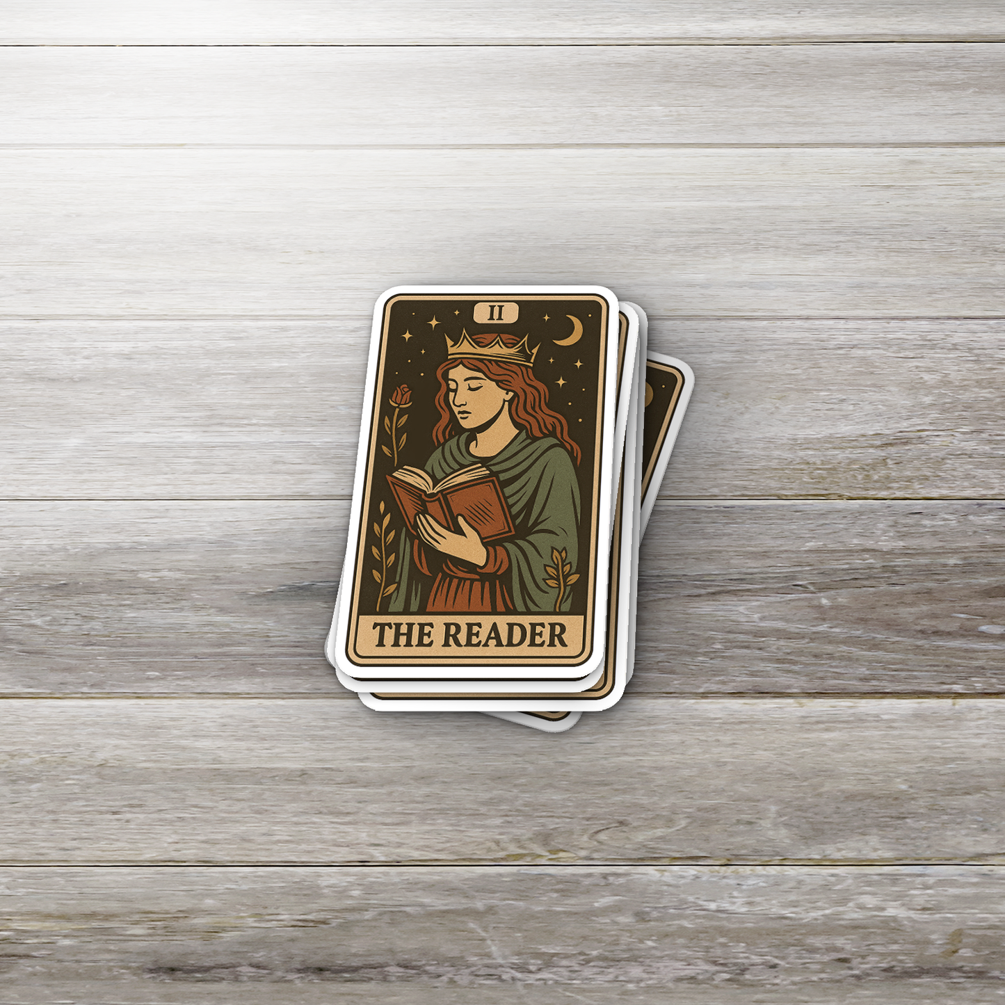 The Reader Tarot Sticker | Bookish Vinyl Sticker | Glossy Witchy Reader Gift