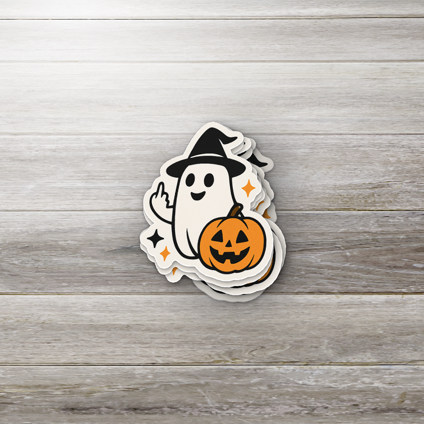 Witchy Ghost Flipping Off Halloween Sticker | Funny Spooky Vinyl | Glossy Finish