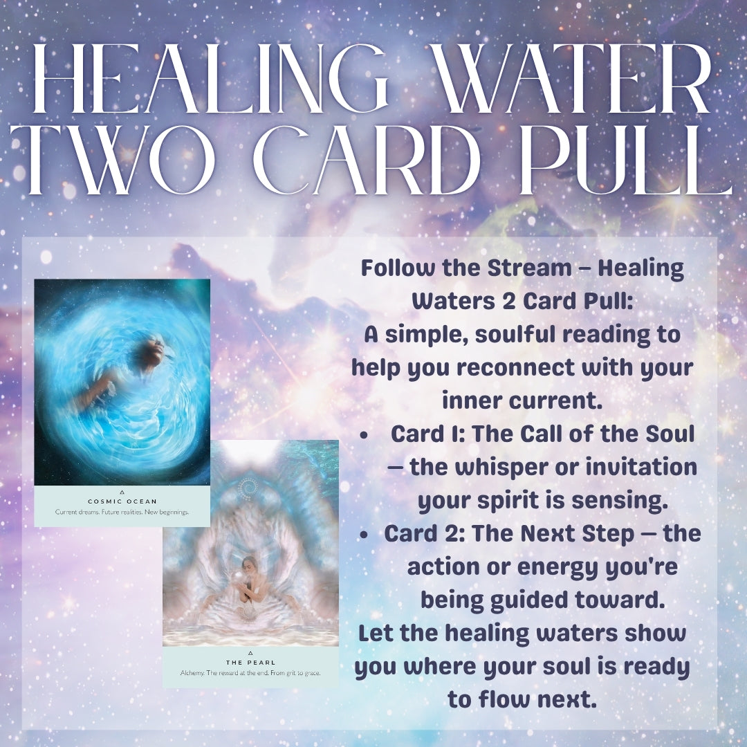 Healing Waters Oracle 2-Card Reading – Intuitive Soul Guidance & Emotional Clarity • Follow the Stream Spread (Digital)