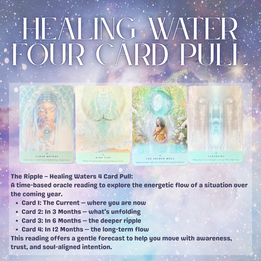 Ripple Oracle Reading – 4-Card Healing Waters Spread • Time-Based Energy Forecast for Personal Growth, Projects & Spiritual Alignment (Digital)