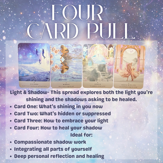 Four Card Oracle Reading | Light & Shadow Spread | Intuitive Spiritual Guidance for Healing & Self-Discovery