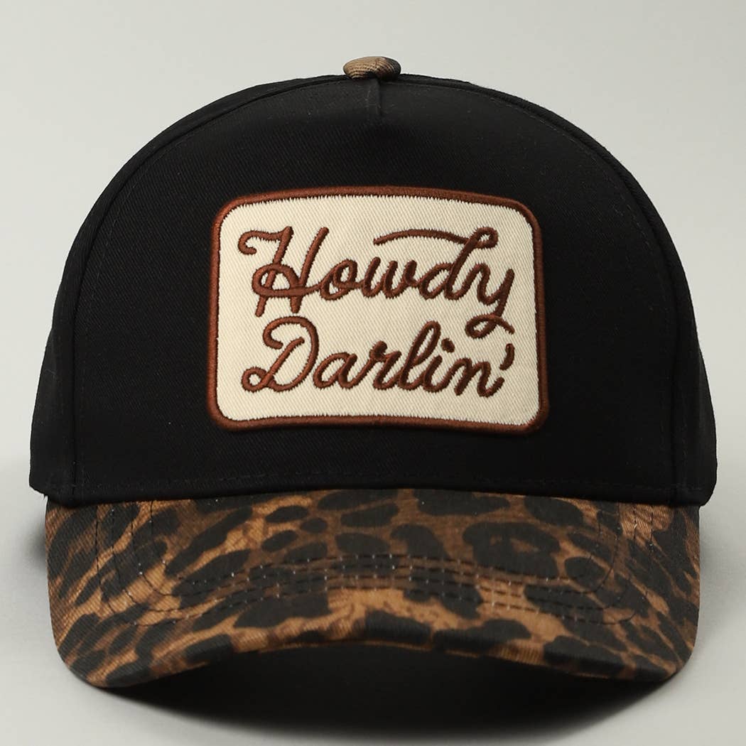 Howdy Darlin’ Hat • Western Trucker Hat • Cowgirl Hat • Leopard Brim Hat • Country Girl Cap • Southern Style Hat