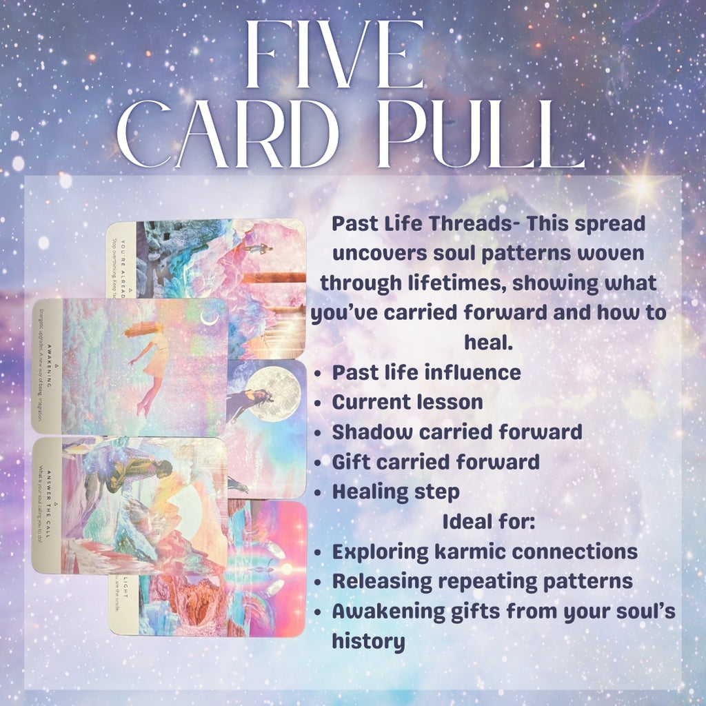 Five Card Oracle Reading | Past Life Threads Spread | Intuitive Spiritual Guidance for Karmic Patterns & Soul Healing