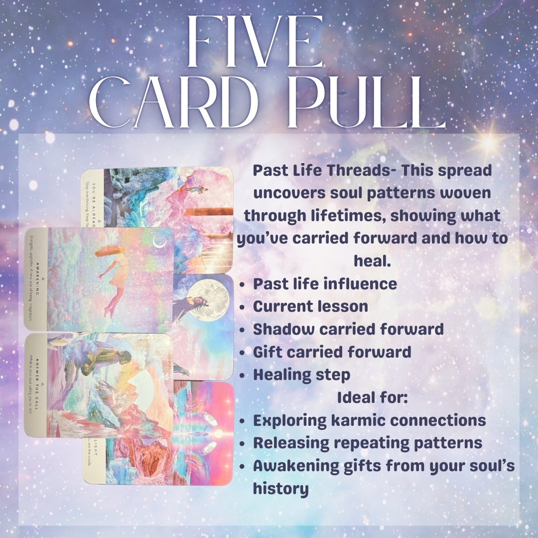 Five Card Oracle Reading | Past Life Threads Spread | Intuitive Spiritual Guidance for Karmic Patterns & Soul Healing