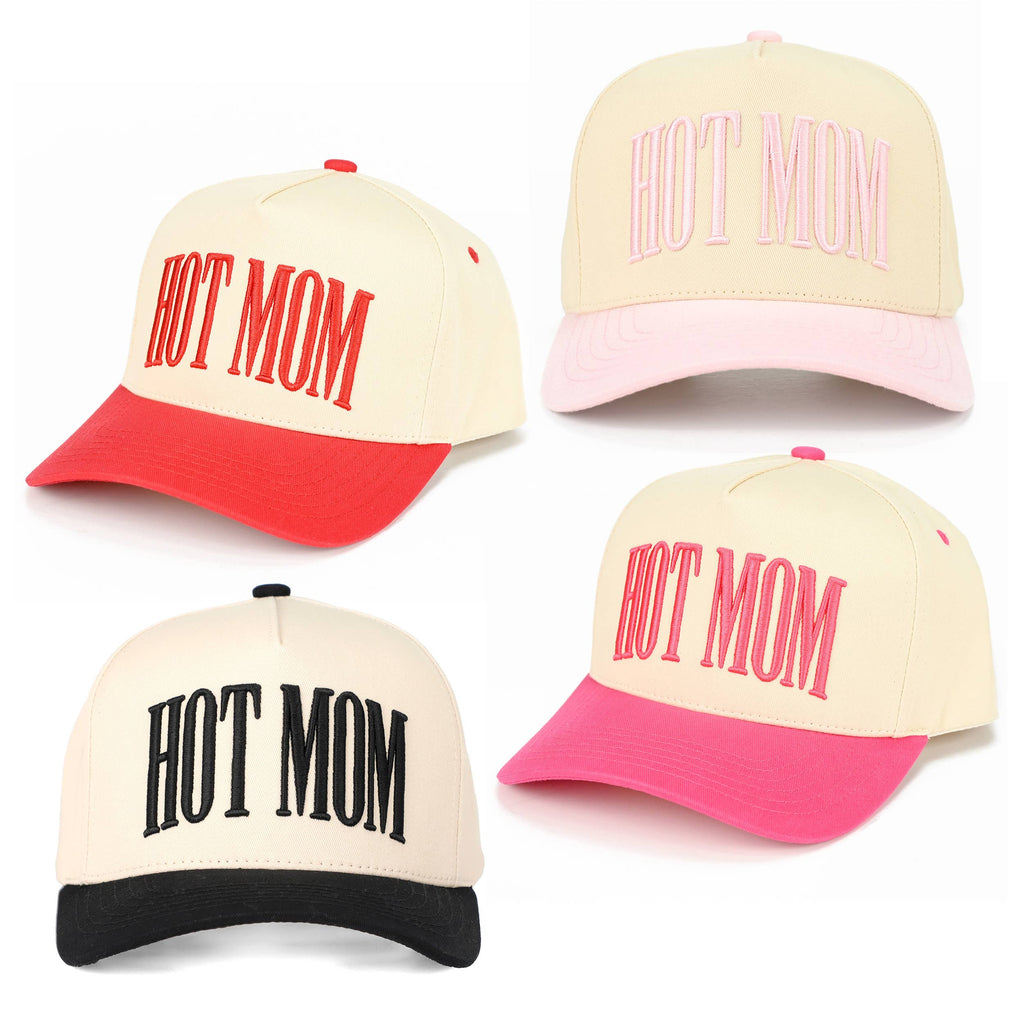 Embroidered “Hot Mom” Hat • Trendy Mom Hat • Funny Mom Gift • Cute Aesthetic Trucker Cap
