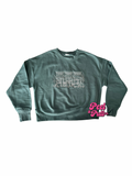 Books Coffee & Antiques Embroidered Crewneck | Emerald Green Fall Sweatshirt