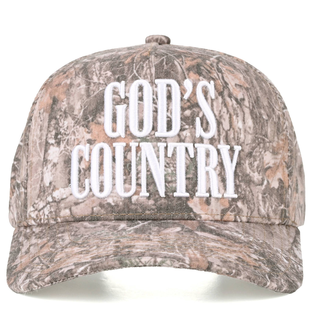 Embroidered “God’s Country” Hat • Western Trucker Hat • Country Style Two-Tone Cap