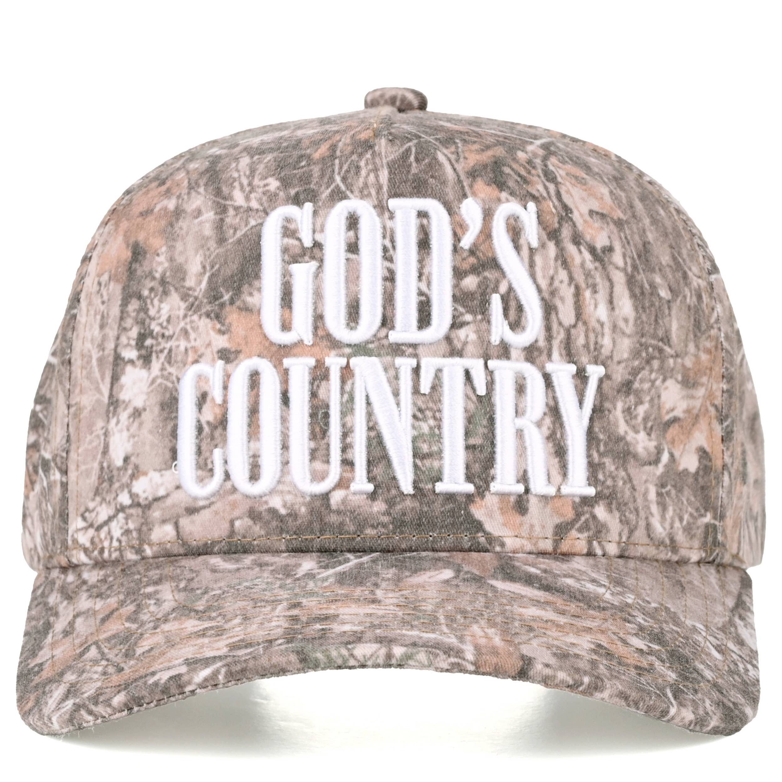 Embroidered “God’s Country” Hat • Western Trucker Hat • Country Style Two-Tone Cap