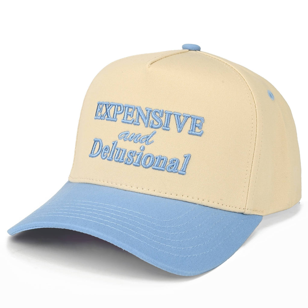 Expensive and Delusional Trucker Hat • Funny Embroidered Baseball Cap • Trendy Women's Hat • Coquette Aesthetic Snapback Hat