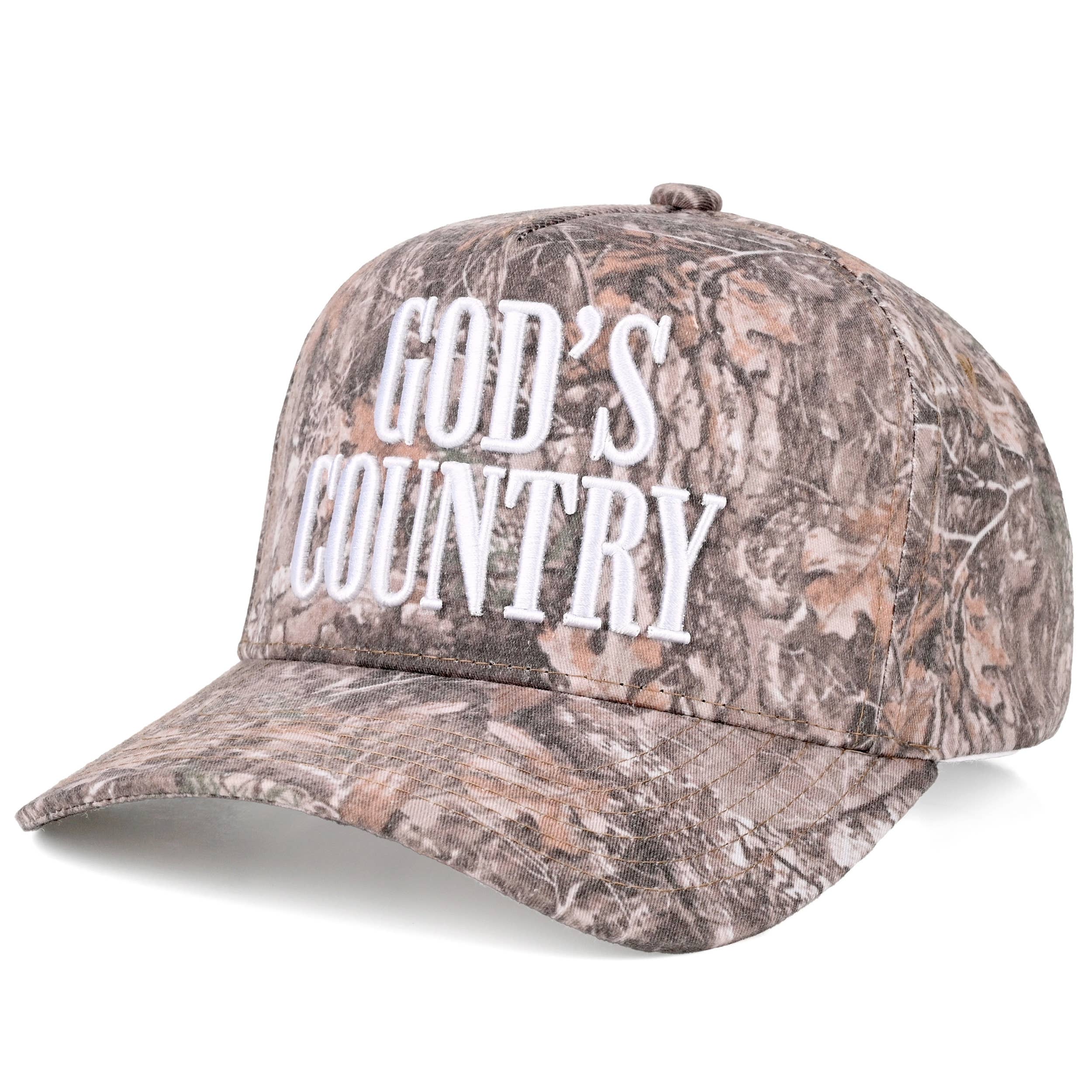 Embroidered “God’s Country” Hat • Western Trucker Hat • Country Style Two-Tone Cap