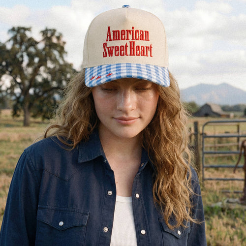 American Sweetheart Trucker Hat • Patriotic Baseball Cap • USA Fourth of July Hat • Country Concert Hat • Western Cowgirl Snapback