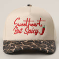 Embroidered “Sweetheart But Spicy” Hat • Leopard Brim Trucker Hat • Cute Western Statement Cap