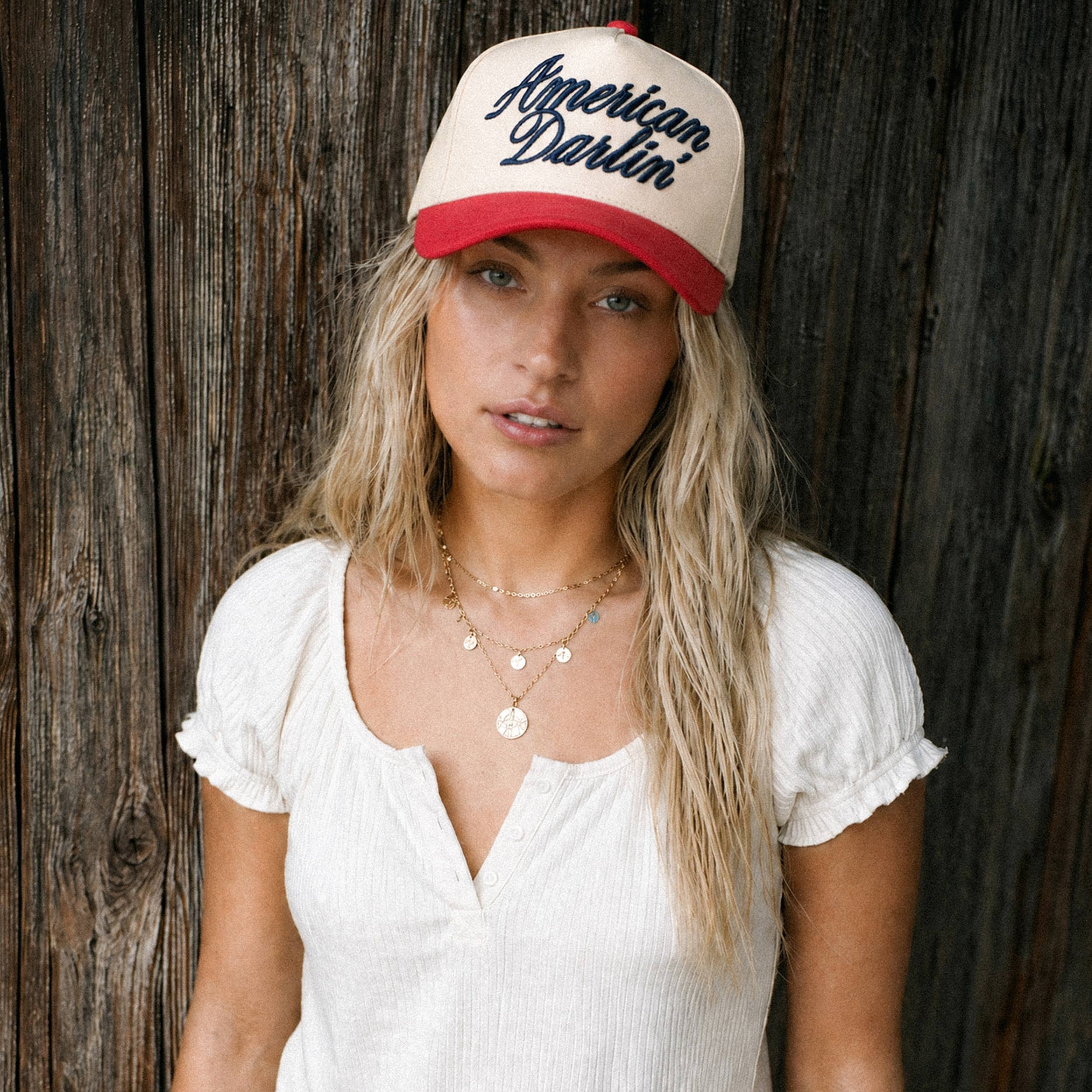 American Darlin’ Trucker Hat • Patriotic Cowgirl Hat • Fourth of July Baseball Cap • Western Americana Hat • Adjustable Snapback
