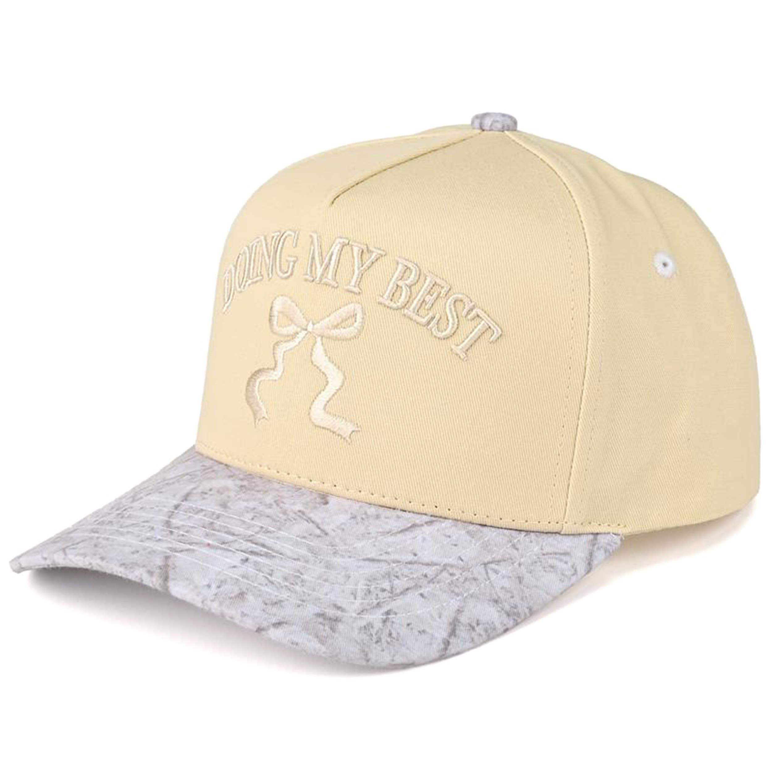 Doing My Best Trucker Hat • Embroidered Bow Baseball Cap • Cute Mental Health Hat • Coquette Aesthetic Hat • Women's Snapback Cap