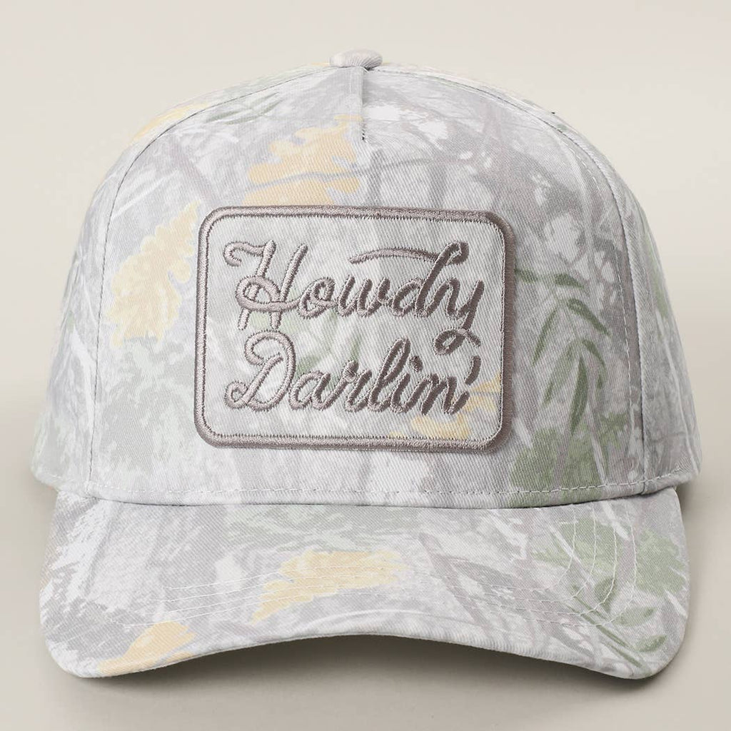 Howdy Darlin' Camo Trucker Hat • Western Patch Hat • Southern Cowgirl Baseball Cap • Country Concert Hat