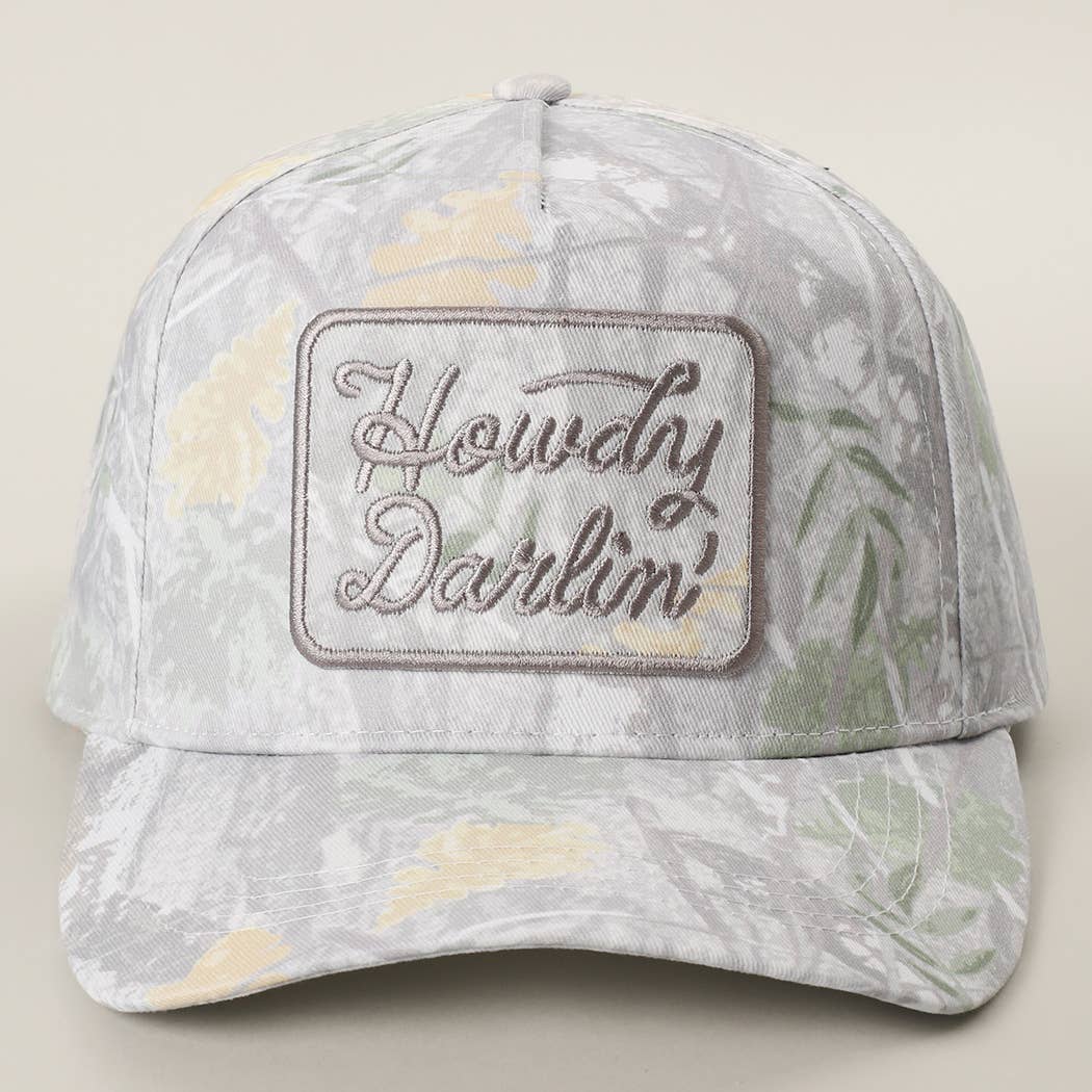 Howdy Darlin' Camo Trucker Hat • Western Patch Hat • Southern Cowgirl Baseball Cap • Country Concert Hat
