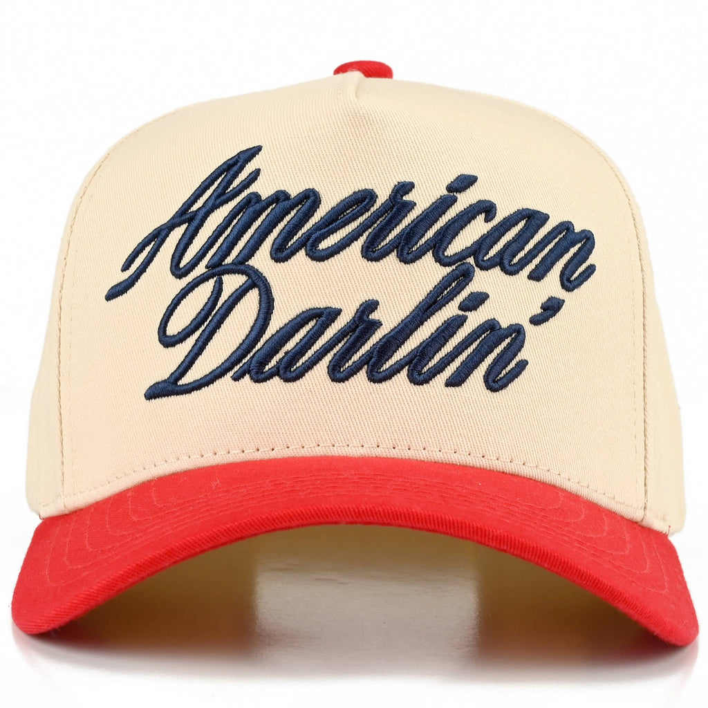 American Darlin’ Trucker Hat • Patriotic Cowgirl Hat • Fourth of July Baseball Cap • Western Americana Hat • Adjustable Snapback