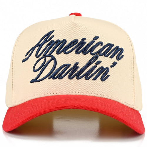 American Darlin’ Trucker Hat • Patriotic Cowgirl Hat • Fourth of July Baseball Cap • Western Americana Hat • Adjustable Snapback