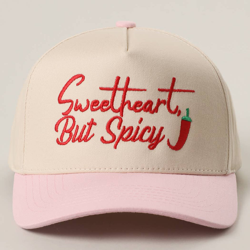 Embroidered “Sweetheart But Spicy” Hat • Leopard Brim Trucker Hat • Cute Western Statement Cap