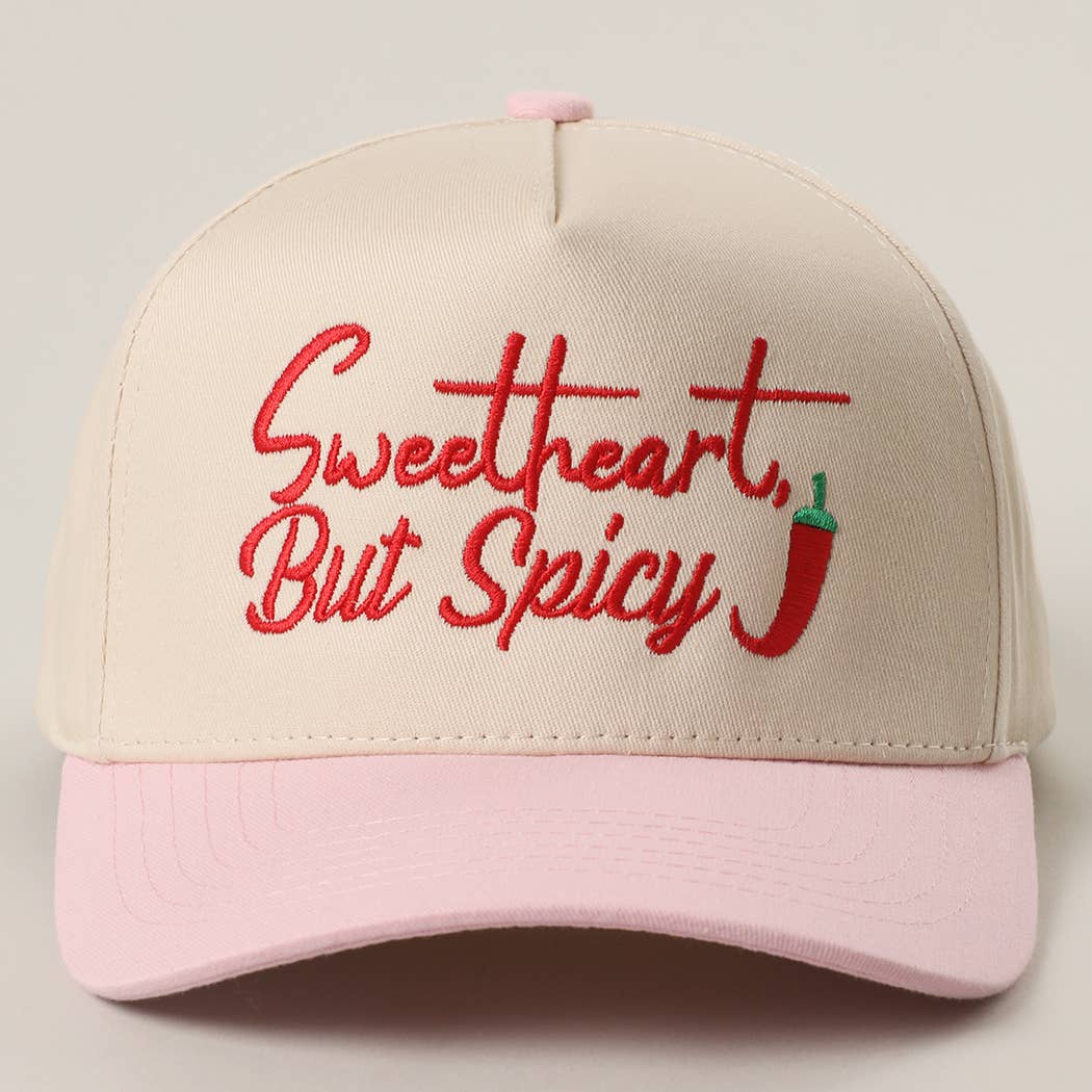 Embroidered “Sweetheart But Spicy” Hat • Leopard Brim Trucker Hat • Cute Western Statement Cap