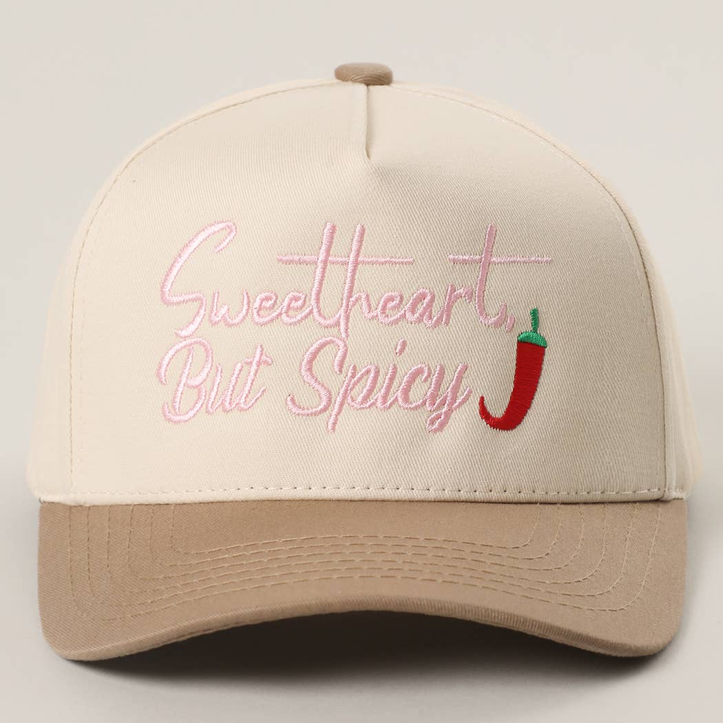 Embroidered “Sweetheart But Spicy” Hat • Leopard Brim Trucker Hat • Cute Western Statement Cap