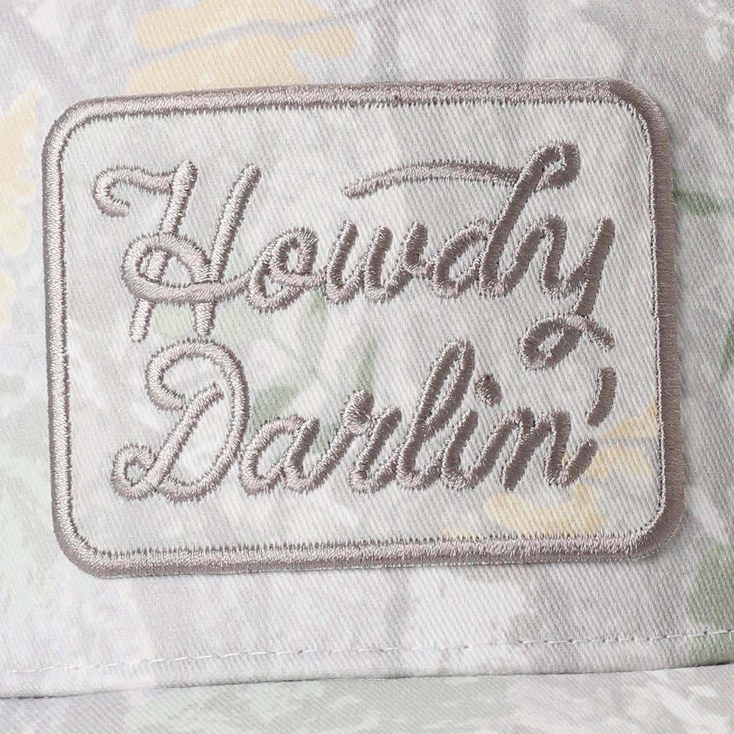 Howdy Darlin' Camo Trucker Hat • Western Patch Hat • Southern Cowgirl Baseball Cap • Country Concert Hat