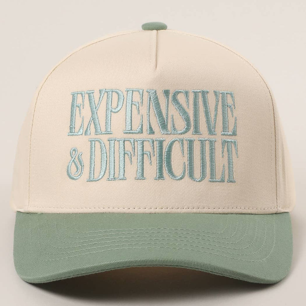 Embroidered “Expensive & Difficult” Hat • Funny Statement Trucker Hat • Trendy Two-Tone Cap