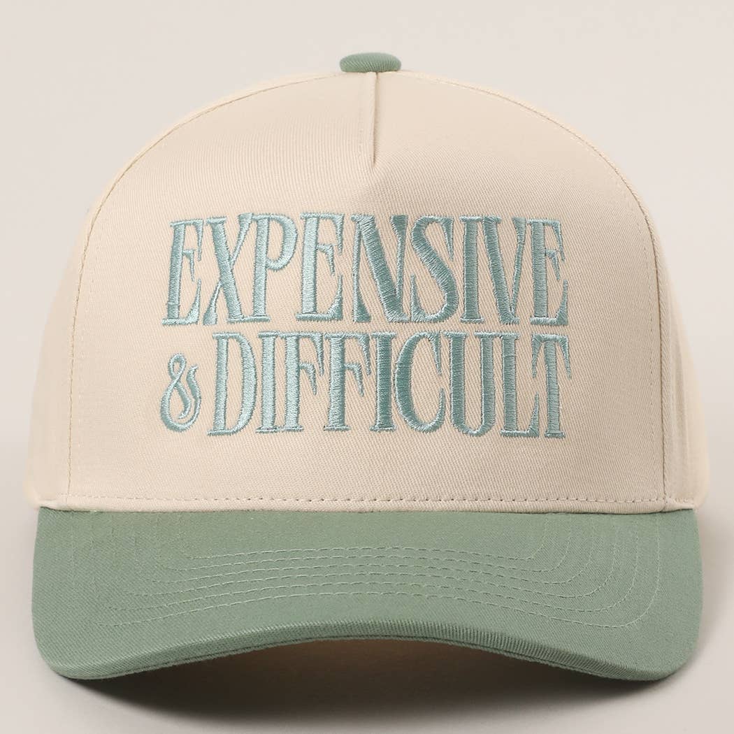 Embroidered “Expensive & Difficult” Hat • Funny Statement Trucker Hat • Trendy Two-Tone Cap