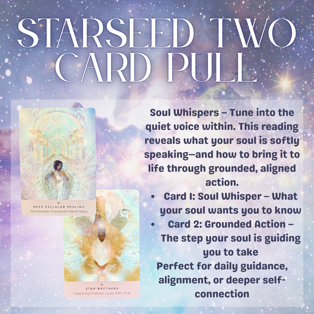 Starseed Oracle 2-Card Reading – Soul Whisper & Grounded Action Spread • Intuitive Digital Message for Spiritual Clarity