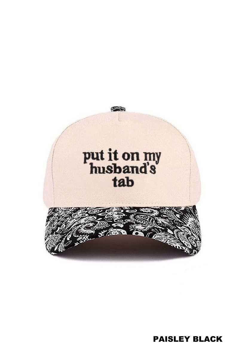 “Put It On My Husband’s Tab” Hat • Funny Trucker Hat • Sassy Wife Hat • Girls Night Hat • Relatable Humor Cap