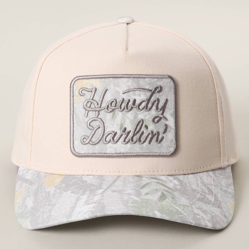 Howdy Darlin' Camo Trucker Hat • Western Patch Hat • Southern Cowgirl Baseball Cap • Country Concert Hat