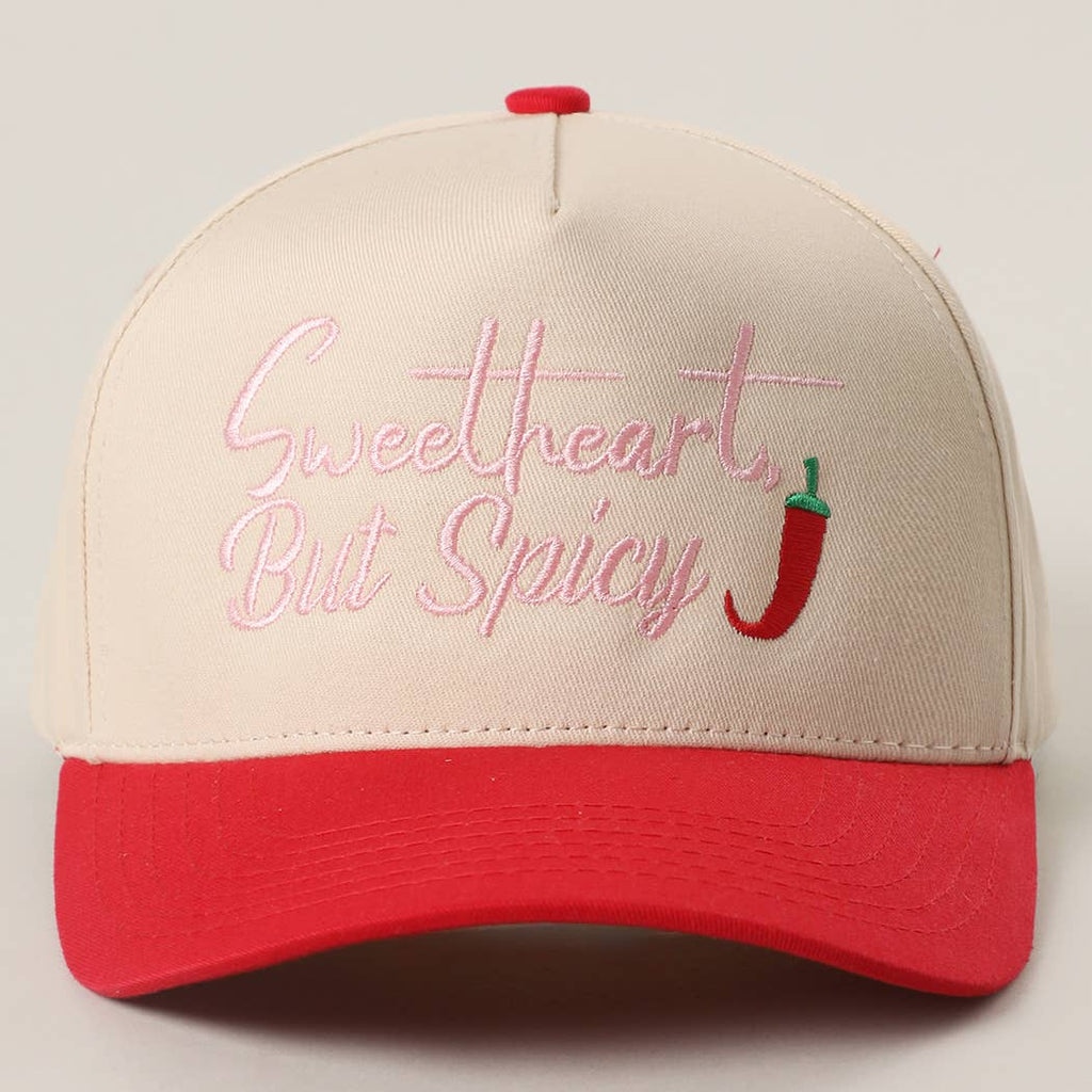 Embroidered “Sweetheart But Spicy” Hat • Leopard Brim Trucker Hat • Cute Western Statement Cap