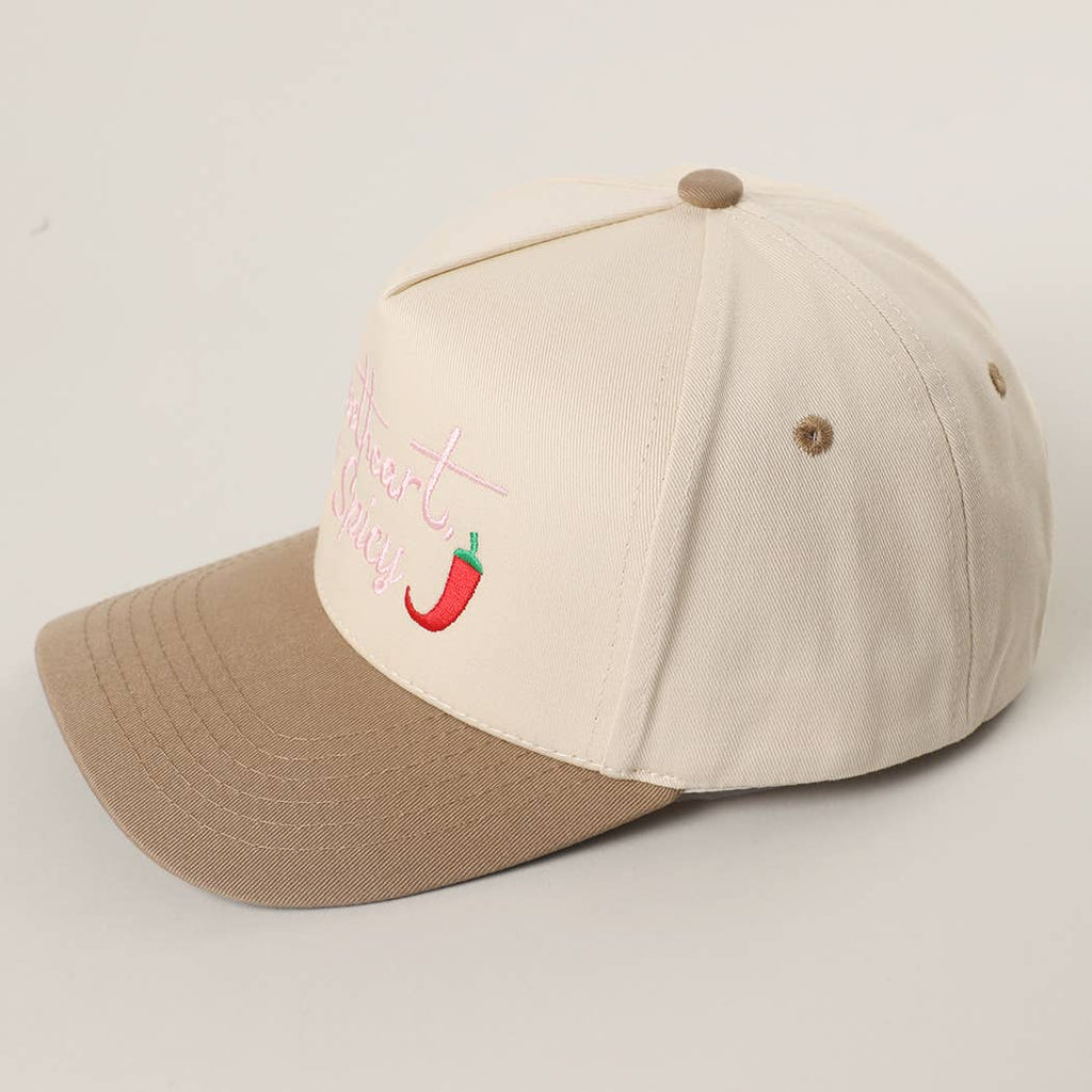 Embroidered “Sweetheart But Spicy” Hat • Leopard Brim Trucker Hat • Cute Western Statement Cap