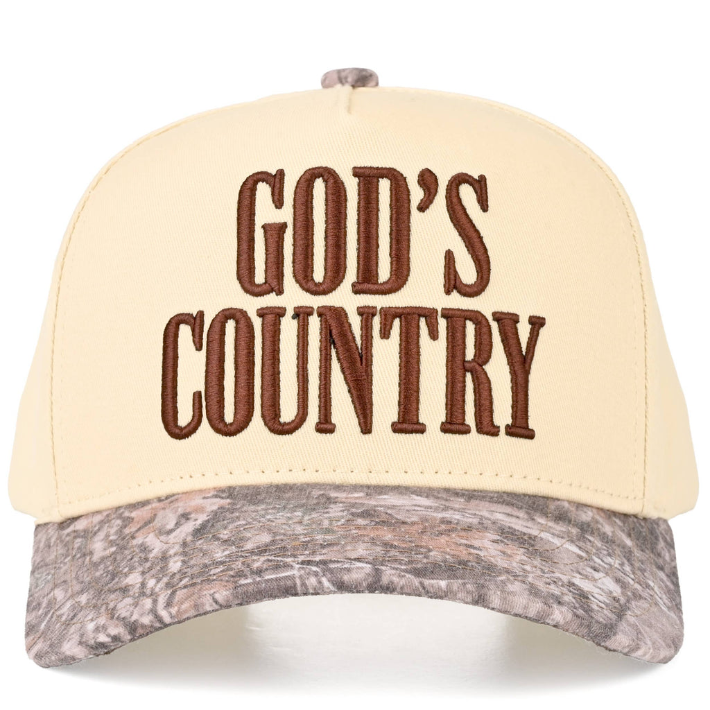 Embroidered “God’s Country” Hat • Western Trucker Hat • Country Style Two-Tone Cap