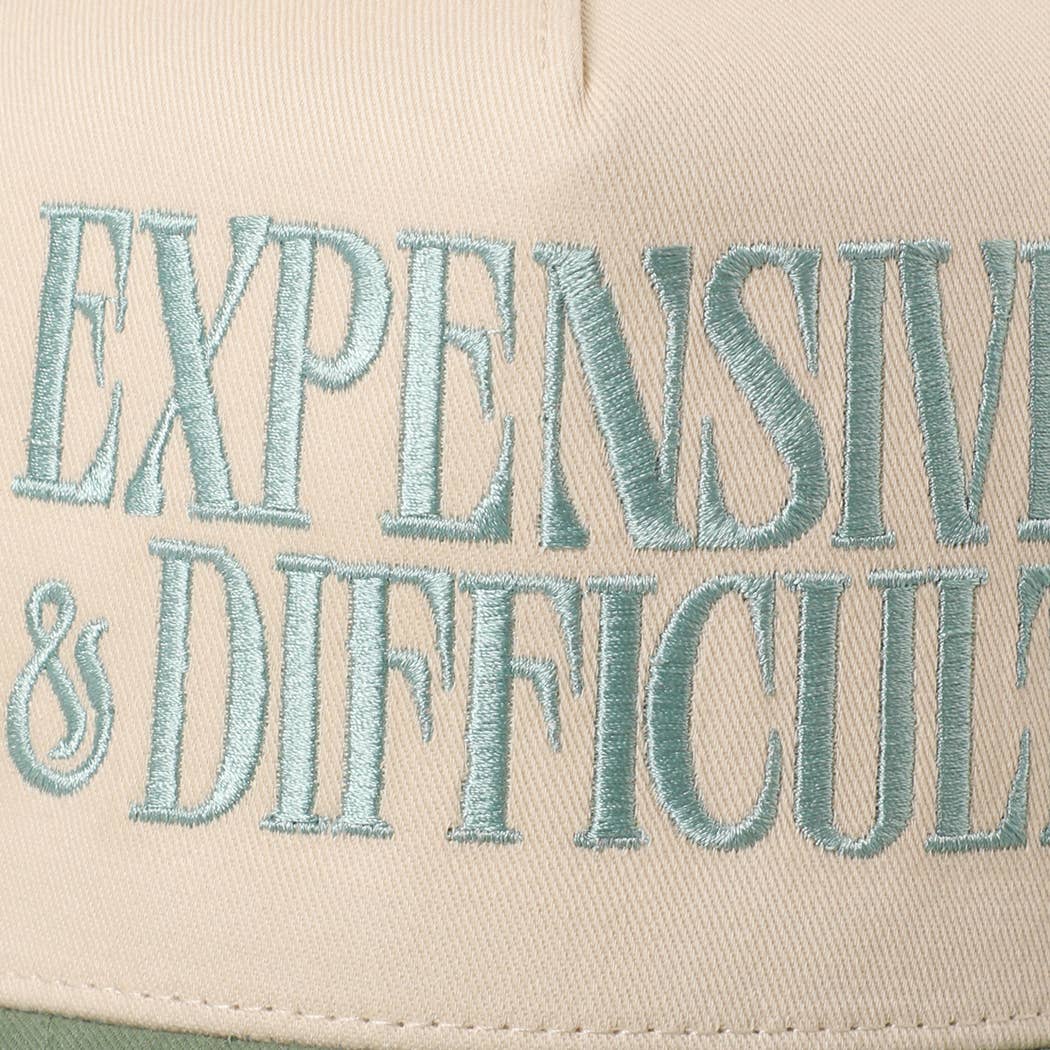 Embroidered “Expensive & Difficult” Hat • Funny Statement Trucker Hat • Trendy Two-Tone Cap