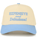 Expensive and Delusional Trucker Hat • Funny Embroidered Baseball Cap • Trendy Women's Hat • Coquette Aesthetic Snapback Hat