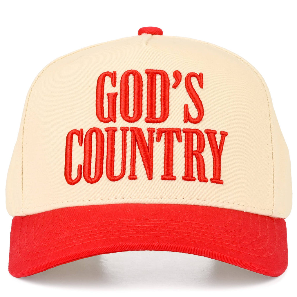 Embroidered “God’s Country” Hat • Western Trucker Hat • Country Style Two-Tone Cap