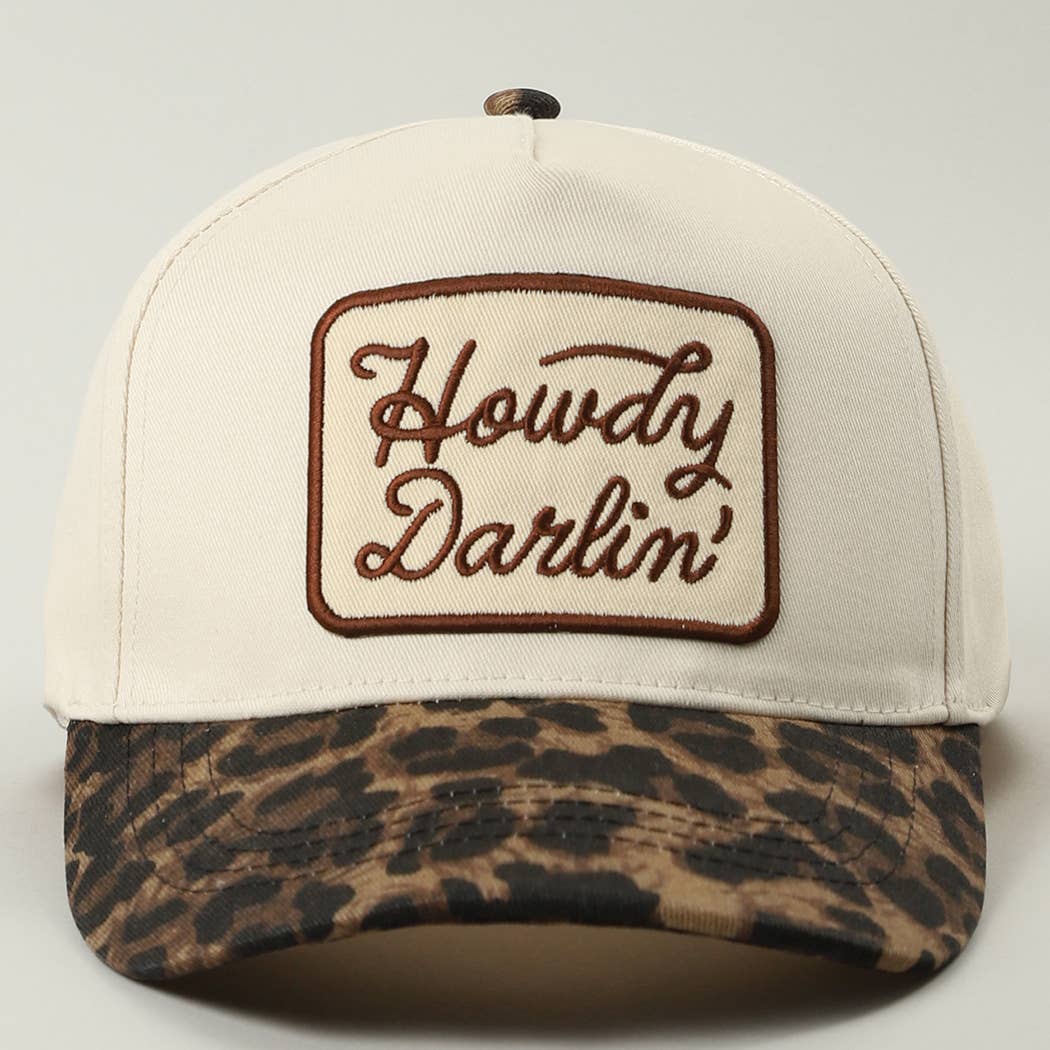 Howdy Darlin’ Hat • Western Trucker Hat • Cowgirl Hat • Leopard Brim Hat • Country Girl Cap • Southern Style Hat
