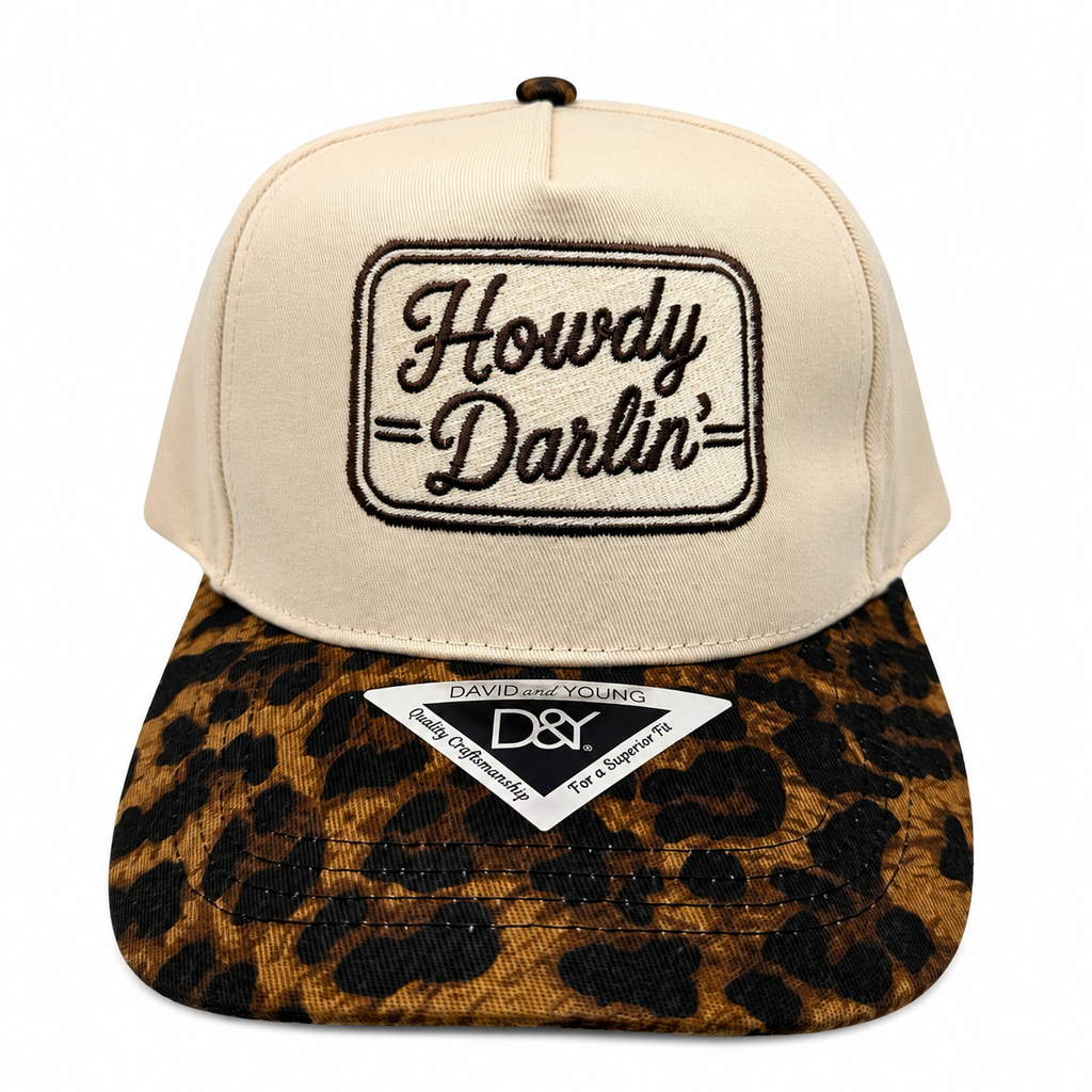 Howdy Darlin' Embroidered Leopard Hat | Western Cowgirl Baseball Cap