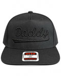 Daddy Black on Black 3D Puff Embroidered Trucker Hat | Men's Snapback Cap