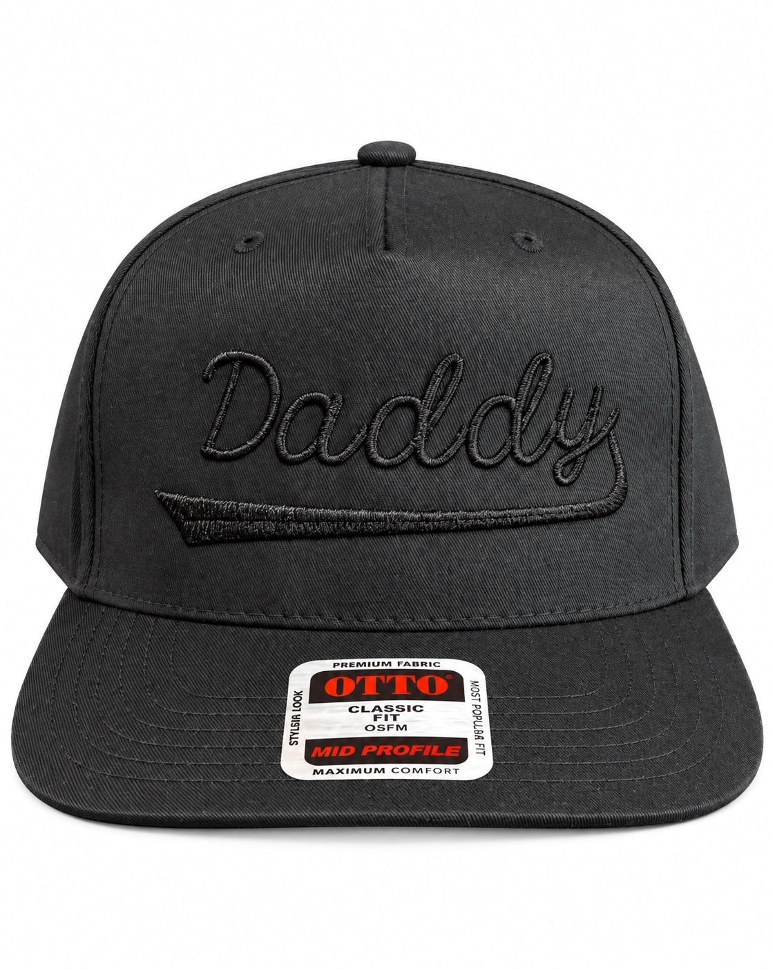 Daddy Black on Black 3D Puff Embroidered Trucker Hat | Men's Snapback Cap
