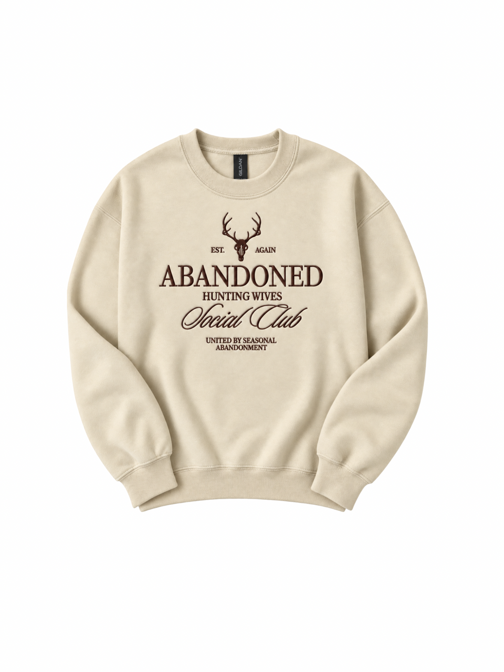 Abandoned Hunting Wives Social Club Embroidered Crewneck Sweatshirt | Funny Hunting Wife Sweater