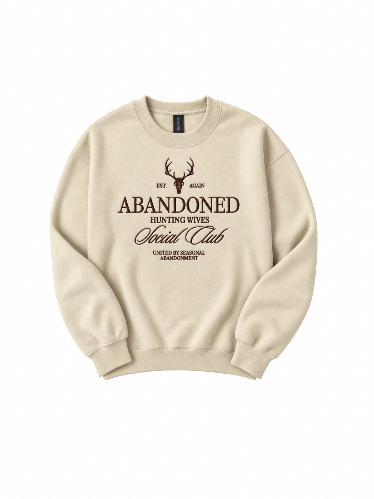 Abandoned Hunting Wives Social Club Embroidered Crewneck Sweatshirt | Funny Hunting Wife Sweater
